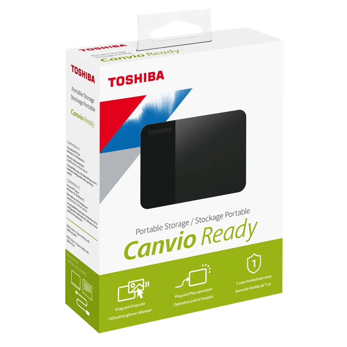 Disco Duro Externo Toshiba Canvio Ready 2TB USB 3.0 Portátil Negro Plug & Play