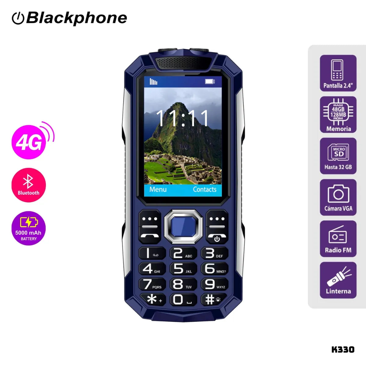 Celular Blackphone K330 4G Rugged Dual SIM 32MB RAM 32MB 2.4" Blue