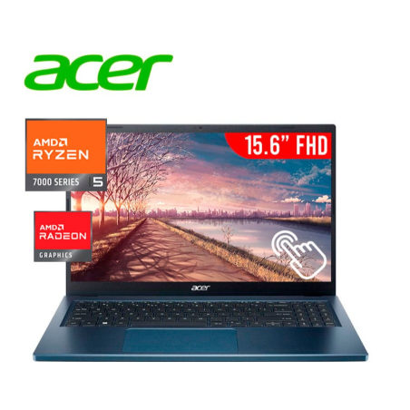 LAPTOP ACER ASPIRE 3 A315-24PT-R85K AMD RYZEN 5-7520U 8GB DDR5 512GB 15.6 FHD TACTIL WINDOWS 11