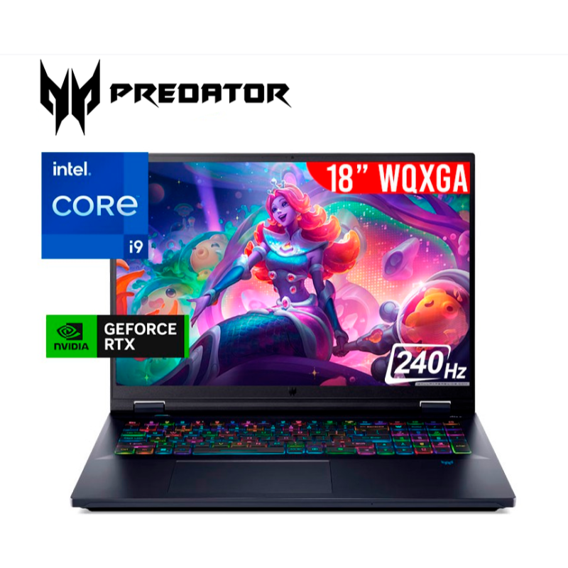 LAPTOP GAMER ACER PH18-72-93VM I9-14900HX 32GB 1TB SSD T. VIDEO RTX 4080 12GB 18 WQXGA 240HZ WINDOWS 11